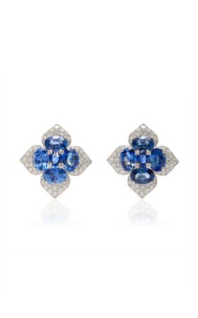 18k White Gold Blue Sapphire Earrings By Piranesi | Moda Operandi