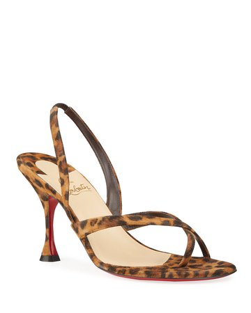 Christian Louboutin Taralita 85 Leopard Suede Red Sole Thong Sandals | Neiman Marcus