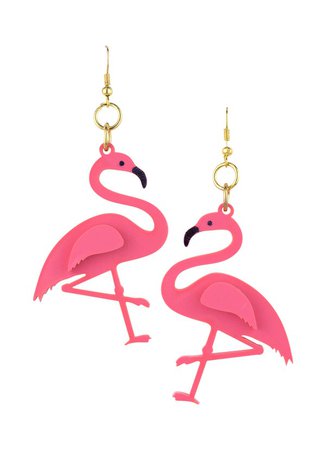 Flamingo Drop Earrings Coral Pink - Black Heart Creatives