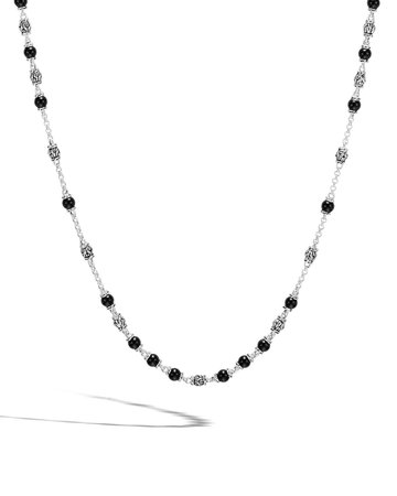 John Hardy 28" Modern Chain Silver & Onyx Bead Necklace