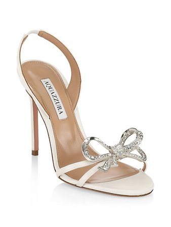 Shop Aquazzura Babe Satin Bow Sandals | Saks Fifth Avenue