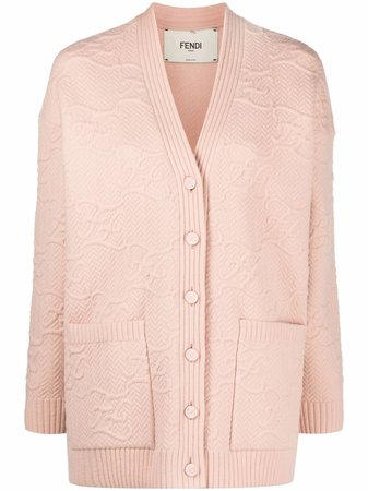 Shop Fendi V-neck button-fastening cardigan with Express Delivery - FARFETCH