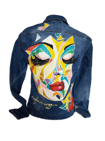 pop art denim painted jean jacket