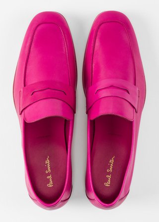 Men's Fuchsia Leather 'Glynn' Penny Loafers by Paul Smith — Thread.com