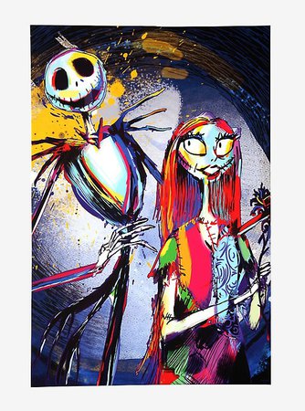 The Nightmare Before Christmas Colorful Jack & Sally Canvas