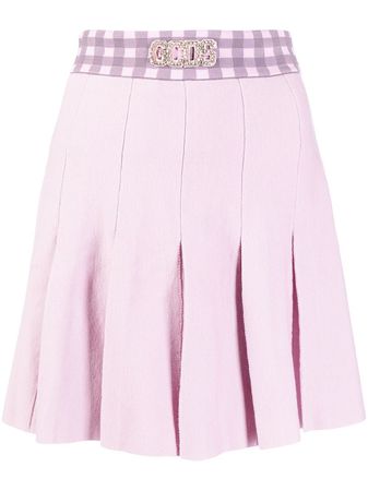 Gcds checked-panel Embellished Pleated Skirt - Farfetch