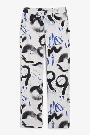 Print straight-leg trousers - Abstract pattern - Trousers - Monki WW