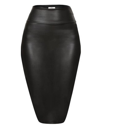 high waist black leather skirt
