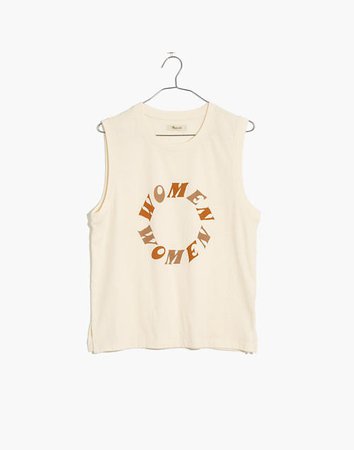 Recycled Cotton Women Graphic Crewneck Muscle Tee ivory