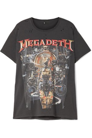 R13 | T-shirt en jersey de coton imprimé à effet vieilli Megadeth | NET-A-PORTER.COM