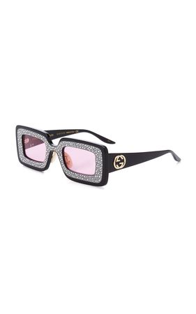 Crystal-Embellished Square-Frame Acetate Sunglasses By Gucci | Moda Operandi