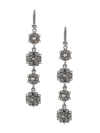 Marchesa drop flower-cluster earrings black 3503D - Farfetch