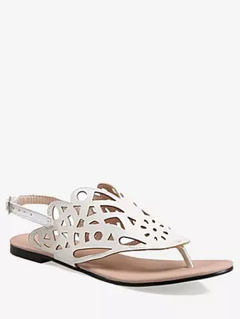 2019 Plus Size Daily Shopping Walking Flat Heel Thong Sandals In WHITE 42 | DressLily.com