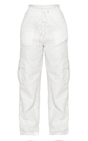 Shape White Crinkle Textured Drawstring Wide Leg Pants | PrettyLittleThing USA