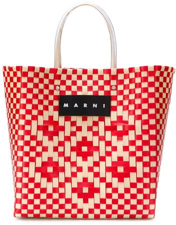 Marni Market Woven Logo Tote Bag
