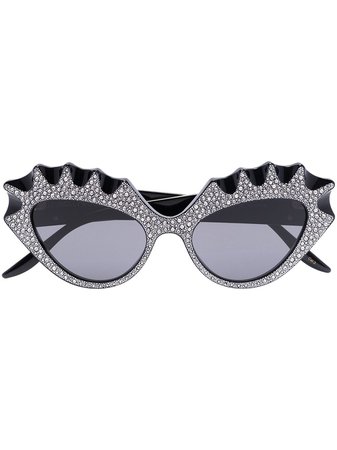 Shop Gucci Eyewear Interlocking G rhinestone-embellished cat-eye sunglasses with Express Delivery - FARFETCH