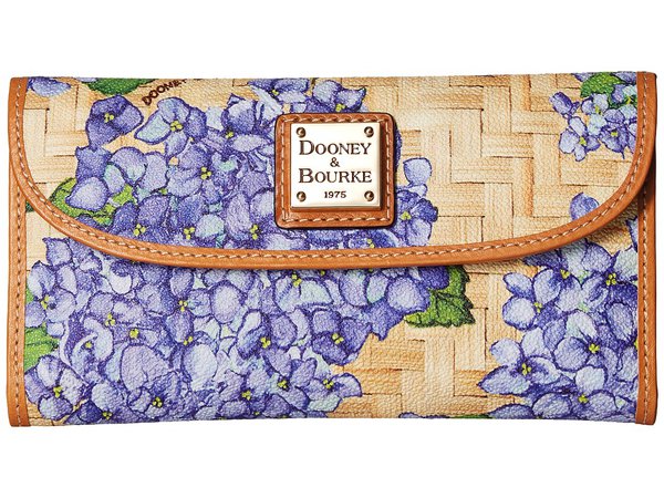 Dooney &amp; Bourke - Hydrangea Basket Weave Continental Clutch (Purple/Btrsctch Trim) Clutch Handbags