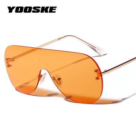 YOOSKE 2019 Oversized Sunglasses Women Vintage Luxury Brand Designer Sun glasses For Women Brown Black Red Orange Eyewear UV400|Women's Sunglasses| - AliExpress