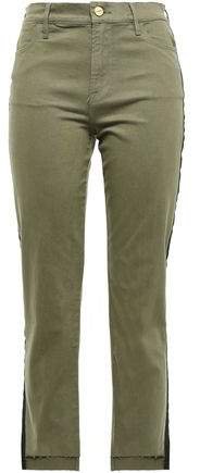 Le High Straight Cropped Grosgrain-trimmed High-rise Straight-leg Jeans