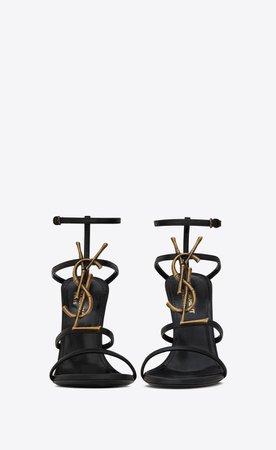 Saint Laurent ‎CASSANDRA Sandals In Smooth Leather With Gold Toned Bamboo Logo ‎ | YSL.com