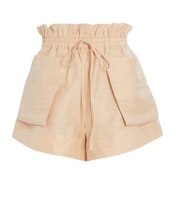 Shona Joy Savoye Paperbag Linen-Blend Shorts | INTERMIX®