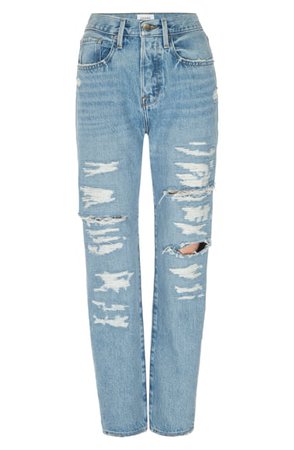 FRAME Le Original Ripped High Waist Straight Leg Jeans (Daphne Mend) | Nordstrom