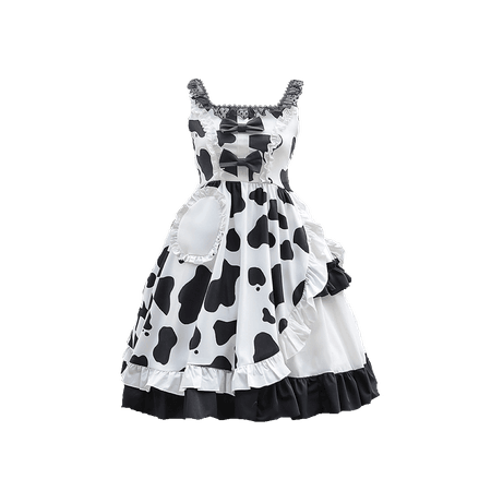 Cow Print Asymmetric Skrit Sweet Lolita Dress JSK by ZhiJinYuan
