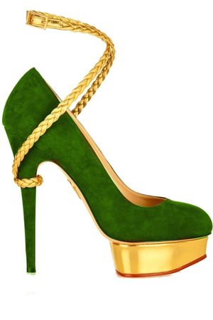 green and gold heels