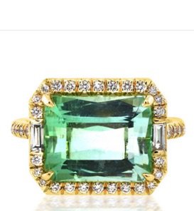 Green Emerald Gold Band Ring