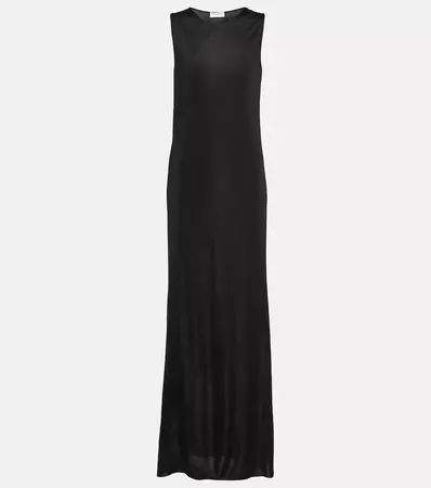 Semi Sheer Jersey Maxi Dress in Black - Saint Laurent | Mytheresa