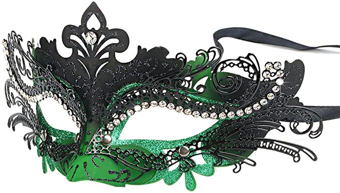 Amazon.com: Hoshin Masquerade Mask, Mardi Gras Deecorations Venetian Masks for Womens (Black & Green): Clothing