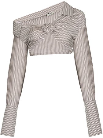 Fendi 3D rose striped cropped shirt - FARFETCH