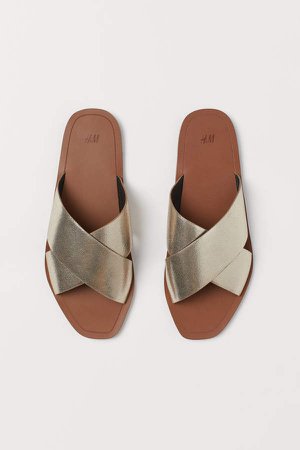 Leather Slides - Brown