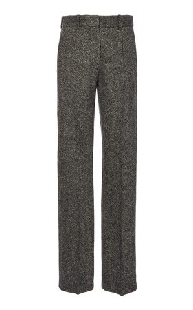 Donegal Tweed Flat Pleat Straight Leg Trouser Size: 6