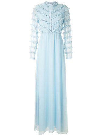 Shop blue Olympiah Damasco frills gown with Express Delivery - Farfetch