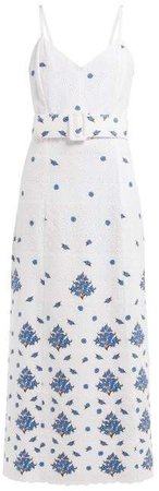 Floral Embroidered Cotton Dress - Womens - White Multi