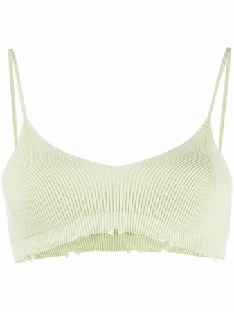 Laneus Destroyed Knitted cotton bralette green TPD1404 - Farfetch