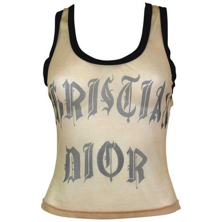 Christian Dior Mesh Tank Top with Gothic Logo, SS 2002, Size 8 US For Sale at 1stdibs