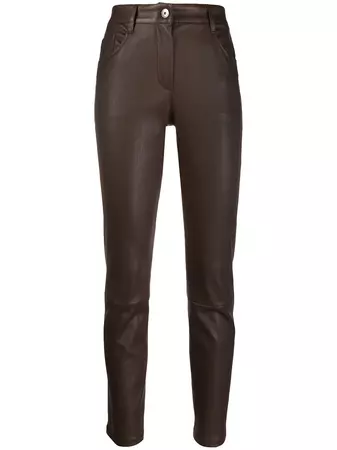 Brunello Cucinelli slim-fit leather trousers