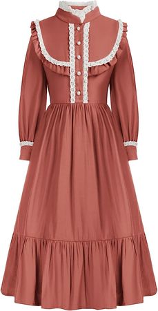 Amazon.com: Scarlet Darkness Colonial Dresses for Girls Teens Pioneer Pilgrim Old-Fashioned Costumes Pink 6Y : Clothing, Shoes & Jewelry