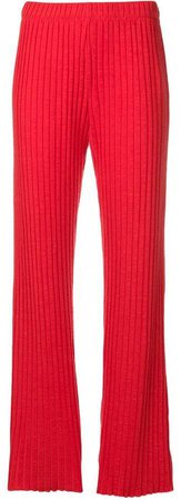 rib knit wide leg trousers