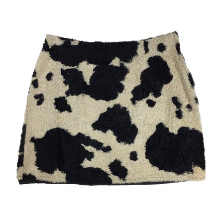 Insane 1990’s fuzzy cow print mini skirt • BRAND:... - Depop