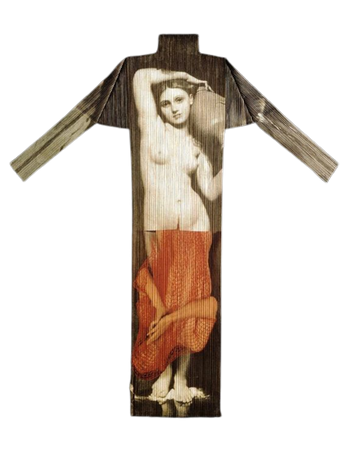 Vintage Issey Miyake Pleated Printed Turtleneck Dress