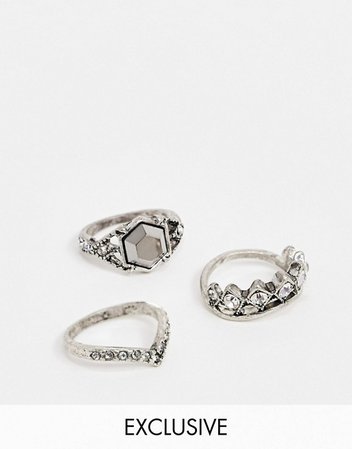 Reclaimed Vintage inspired ring pack with stone detail | ASOS
