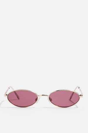 SLENDER Oval Gold and Plum Sunglasses | Topshop