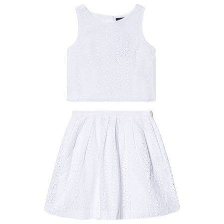 Ralph Lauren White French Embroidered Crop Top and Skirt Set | AlexandAlexa