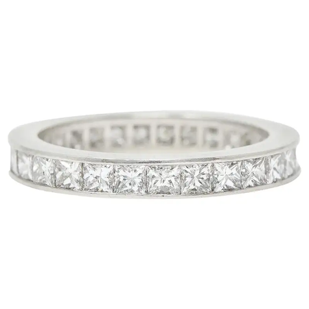 3mm Contemporary 2.70 Carats Princess Cut Diamond Platinum Wedding Band Ring