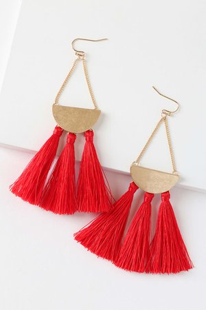 Cool Red Earrings - Tassel Earrings - Boho Earrings