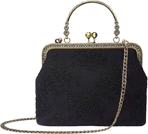 Rejolly Women Vintage Kiss Lock Evening Purse Top Handle Handbag Lace Crossbody Shoulder Clutch Bag with Chain Strap Green: Handbags: Amazon.com
