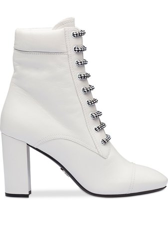 Prada lace-up heeled boots white 1T683LF0852A7E - Farfetch